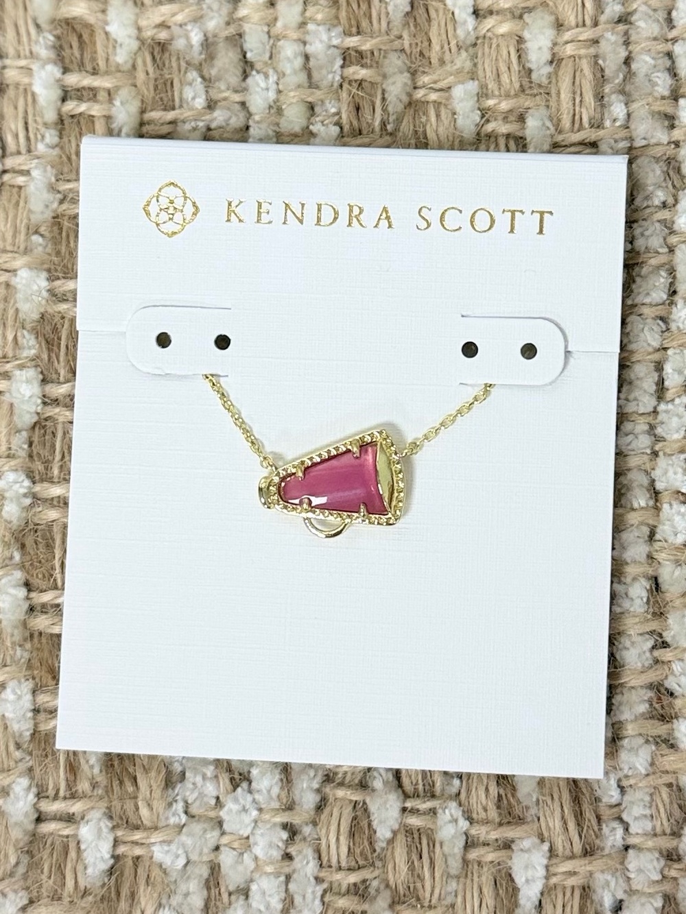 Kendra Scott Gold Megaphone/Cheer Necklace with Pink Stone